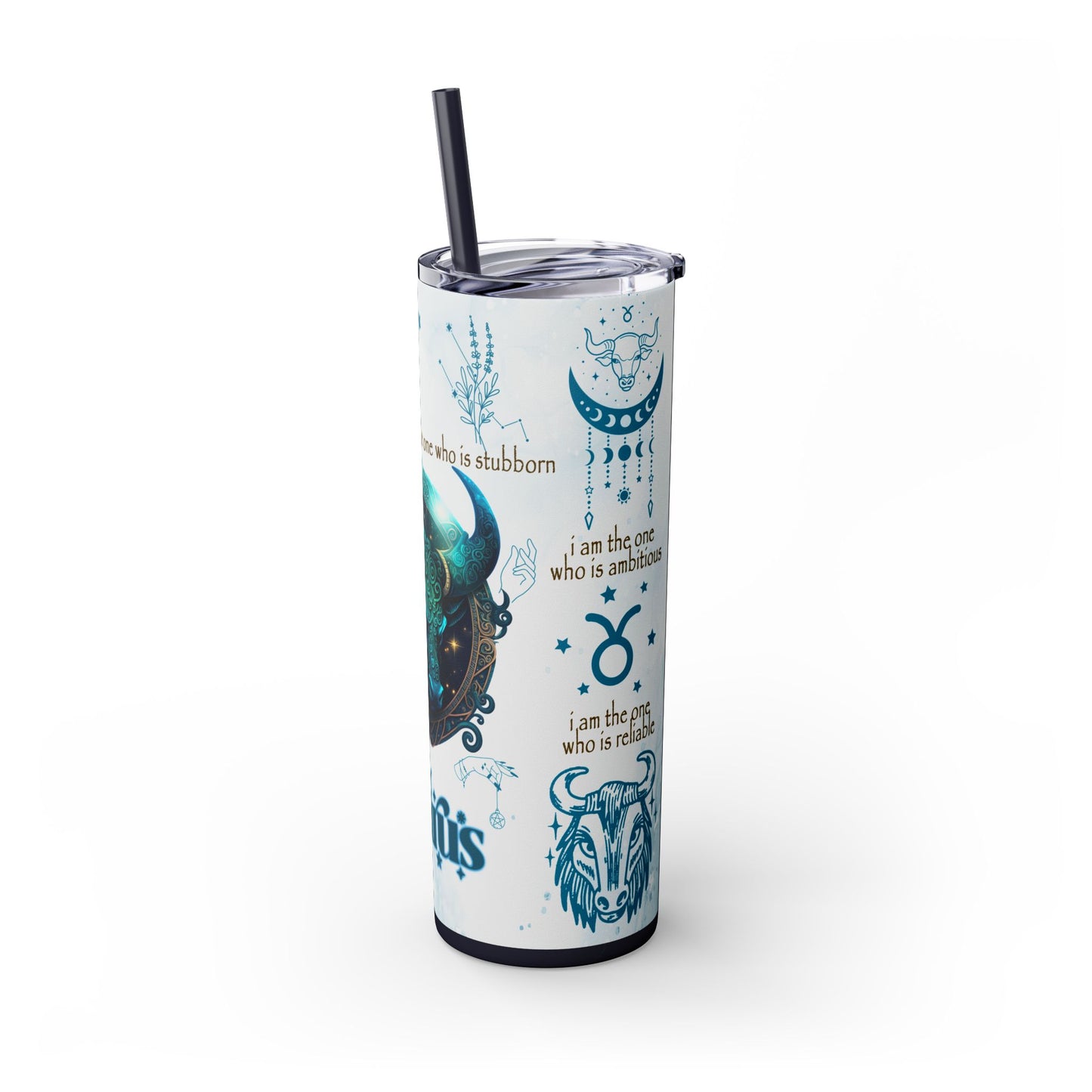Taurus Skinny Tumbler with Straw, 20oz