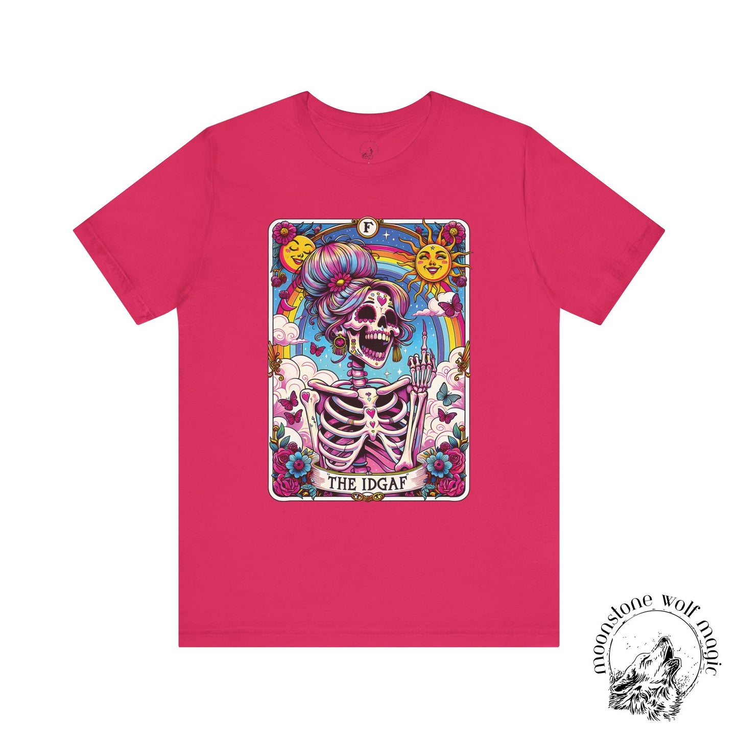 IDGAF Skeleton Tarot Artwork T-Shirt - Unisex Jersey Tee