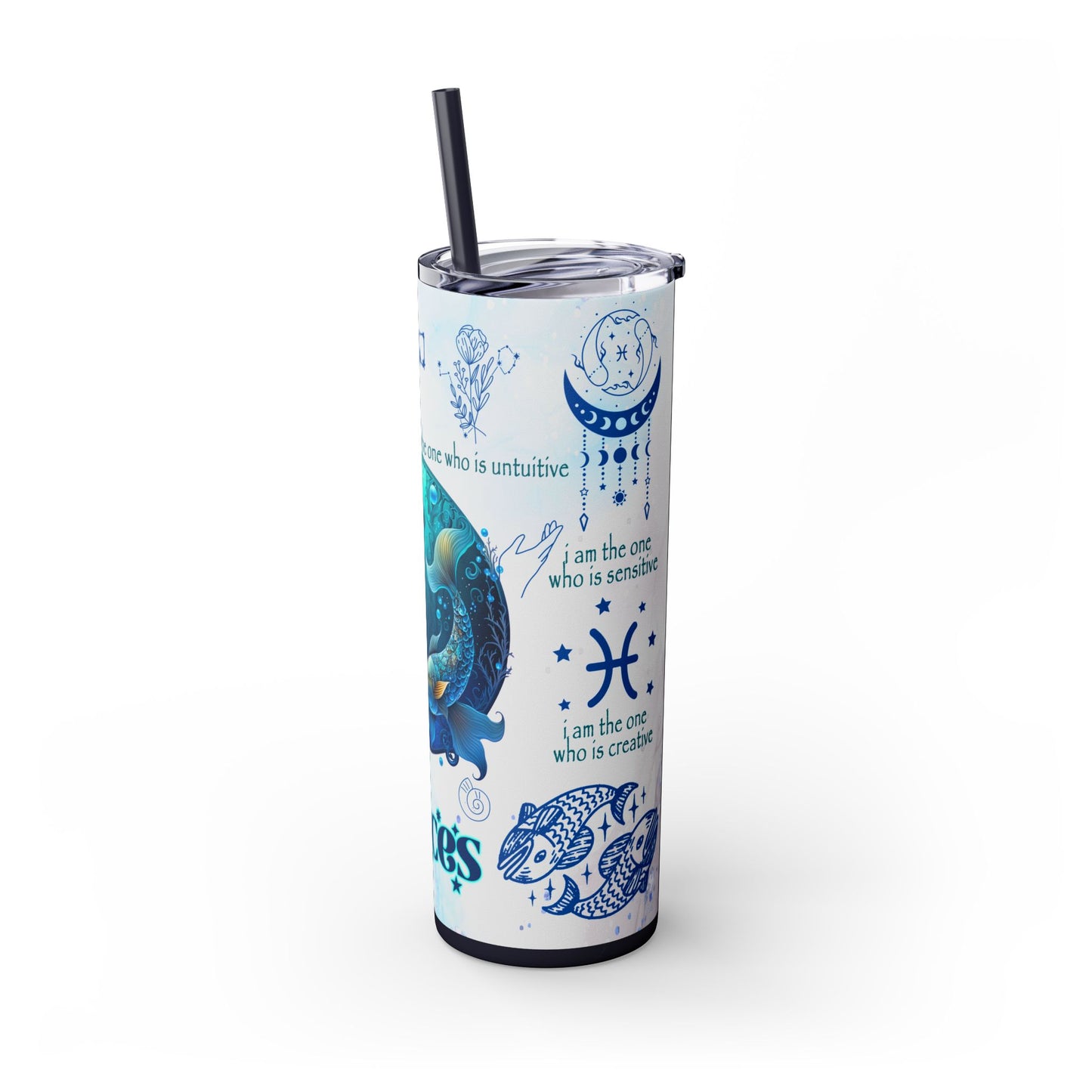 Pisces Skinny Tumbler with Straw, 20oz