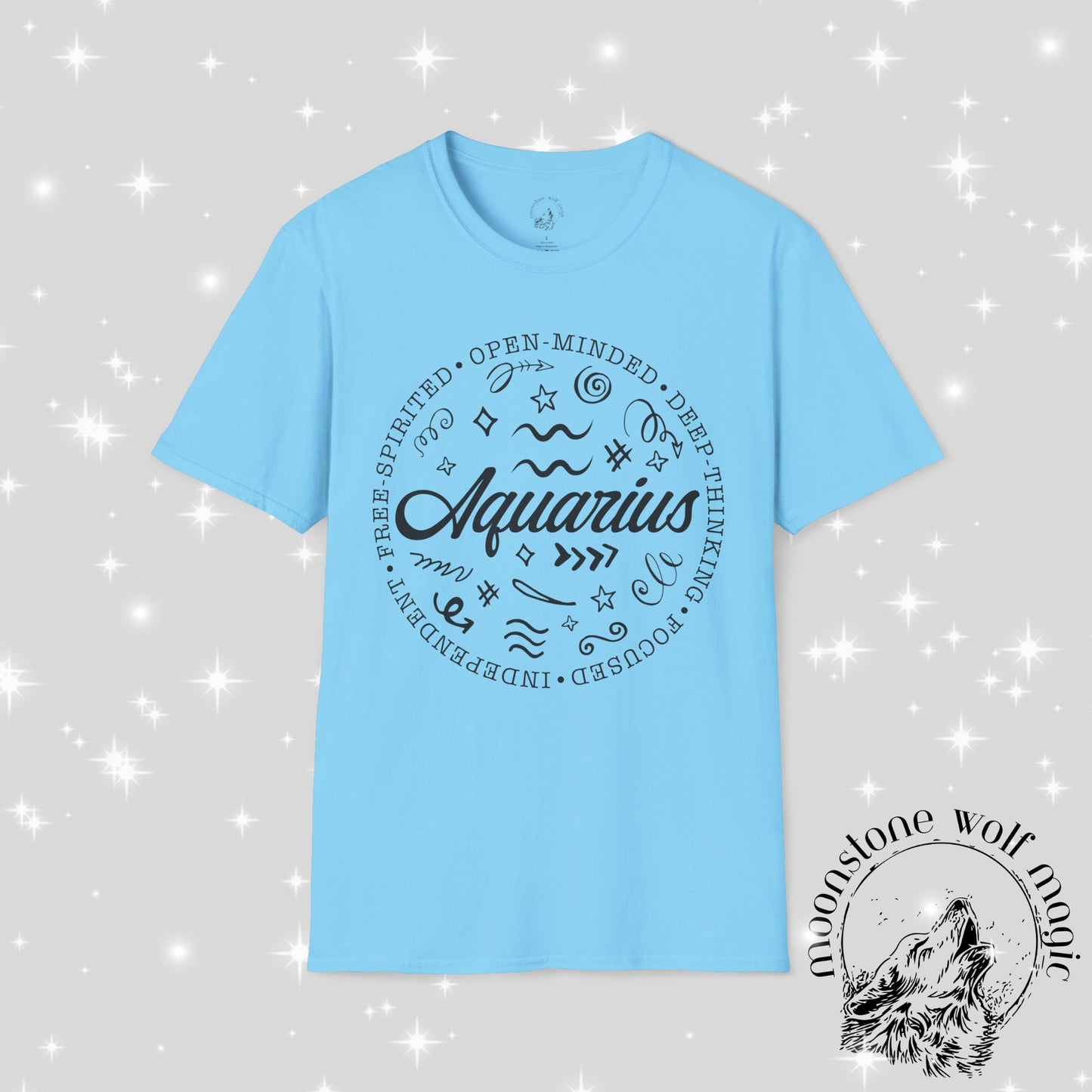 Aquarius Zodiac Unisex Softstyle T-Shirt - Open-Minded and Free-Spirited Design