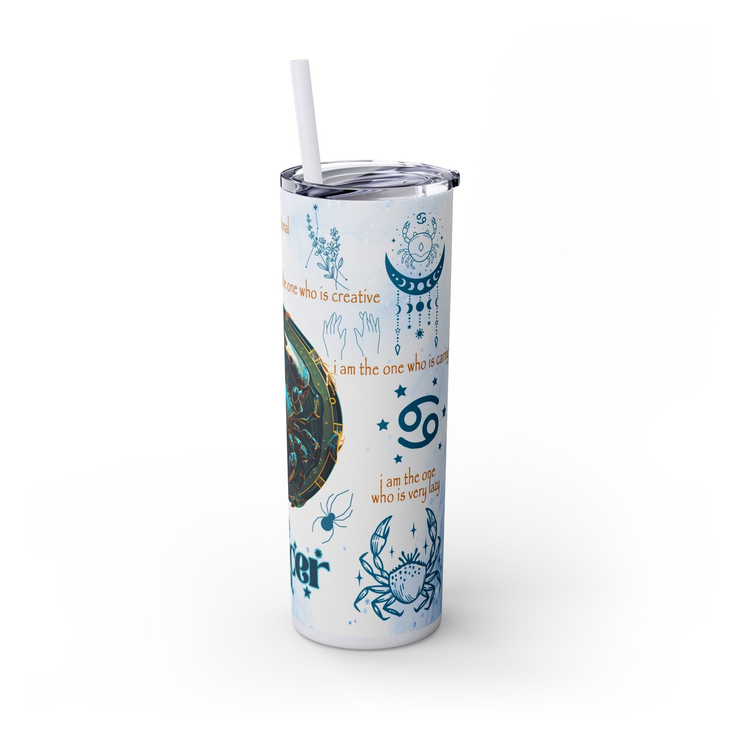 Cancer Skinny Tumbler with Straw, 20oz