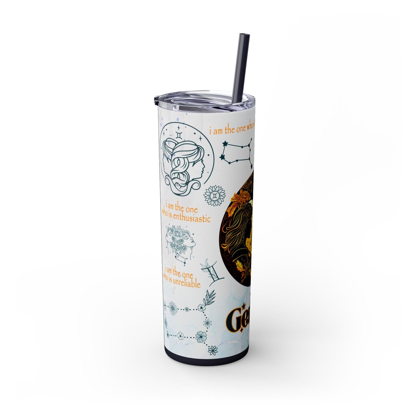Gemini Skinny Tumbler with Straw, 20oz
