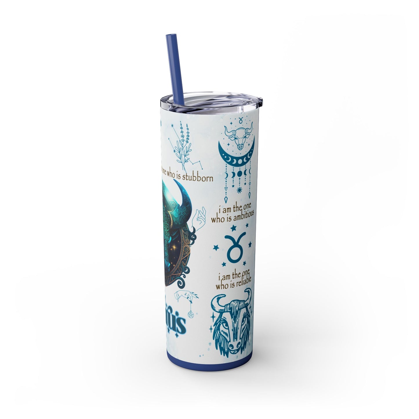 Taurus Skinny Tumbler with Straw, 20oz