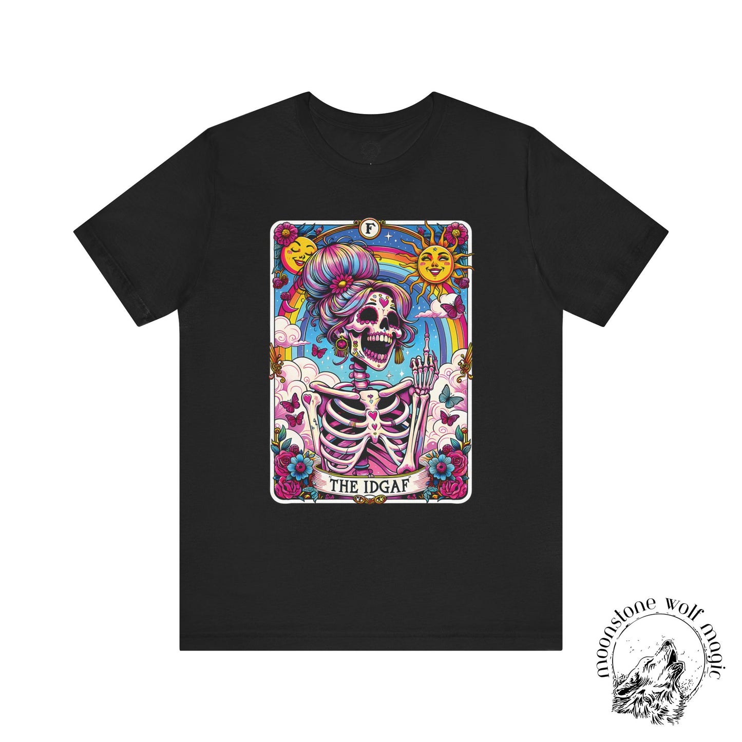 IDGAF Skeleton Tarot Artwork T-Shirt - Unisex Jersey Tee