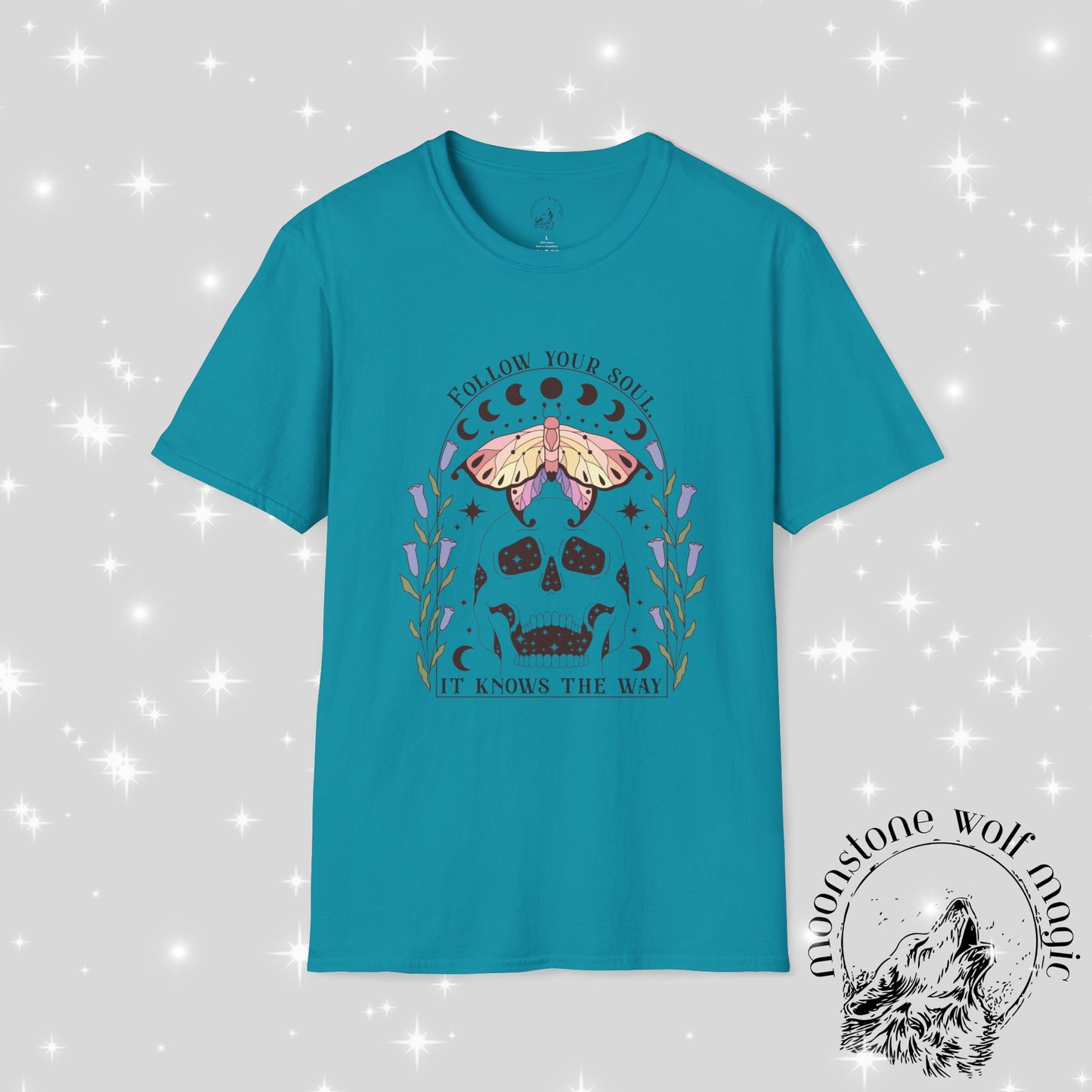 Follow Your Soul Unisex Softstyle T-Shirt - Spiritual Skull Design