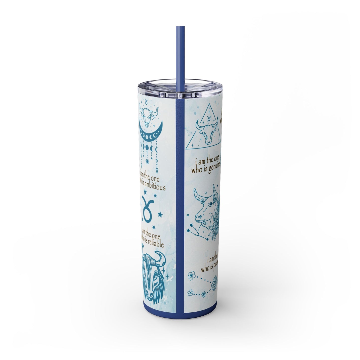 Taurus Skinny Tumbler with Straw, 20oz