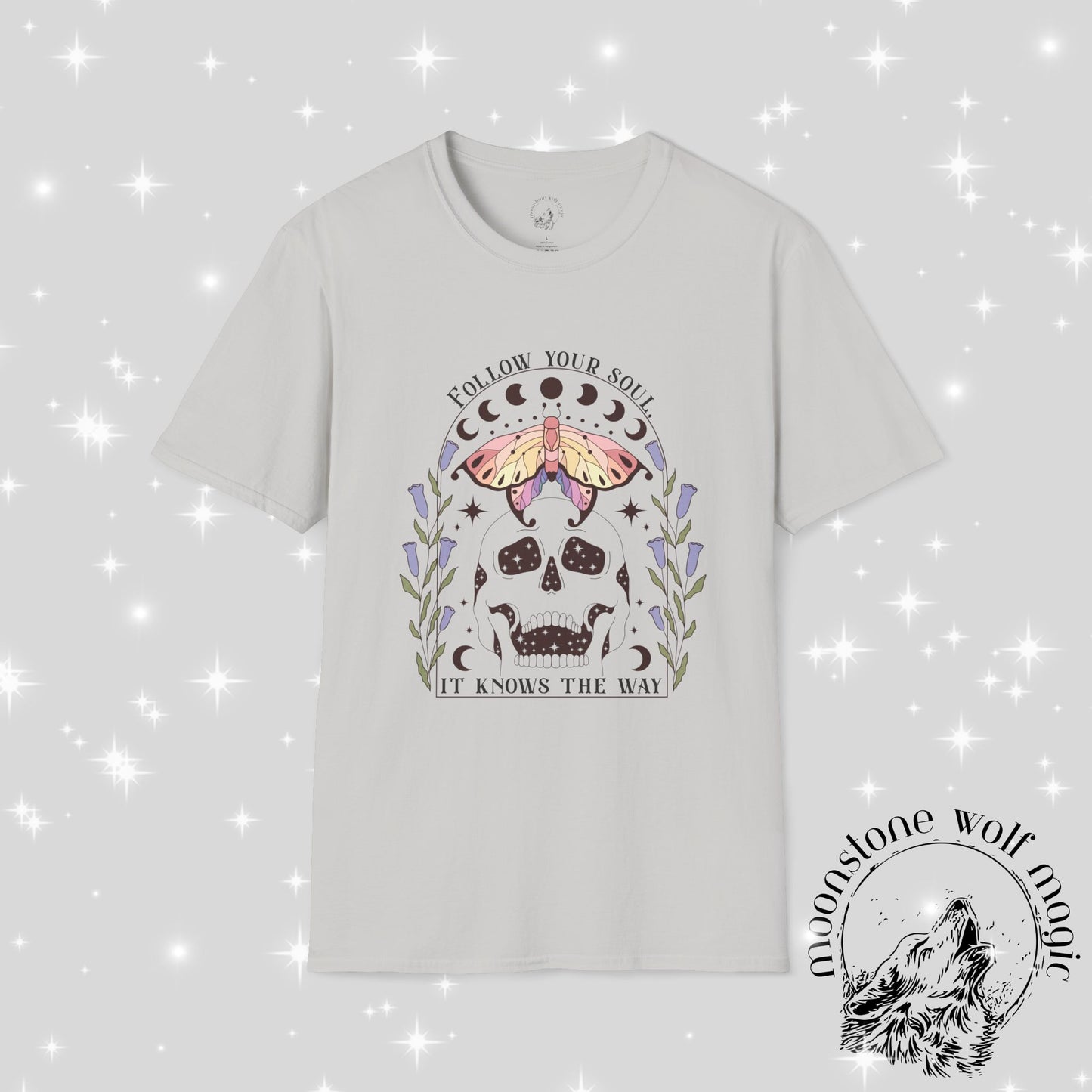 Follow Your Soul Unisex Softstyle T-Shirt - Spiritual Skull Design