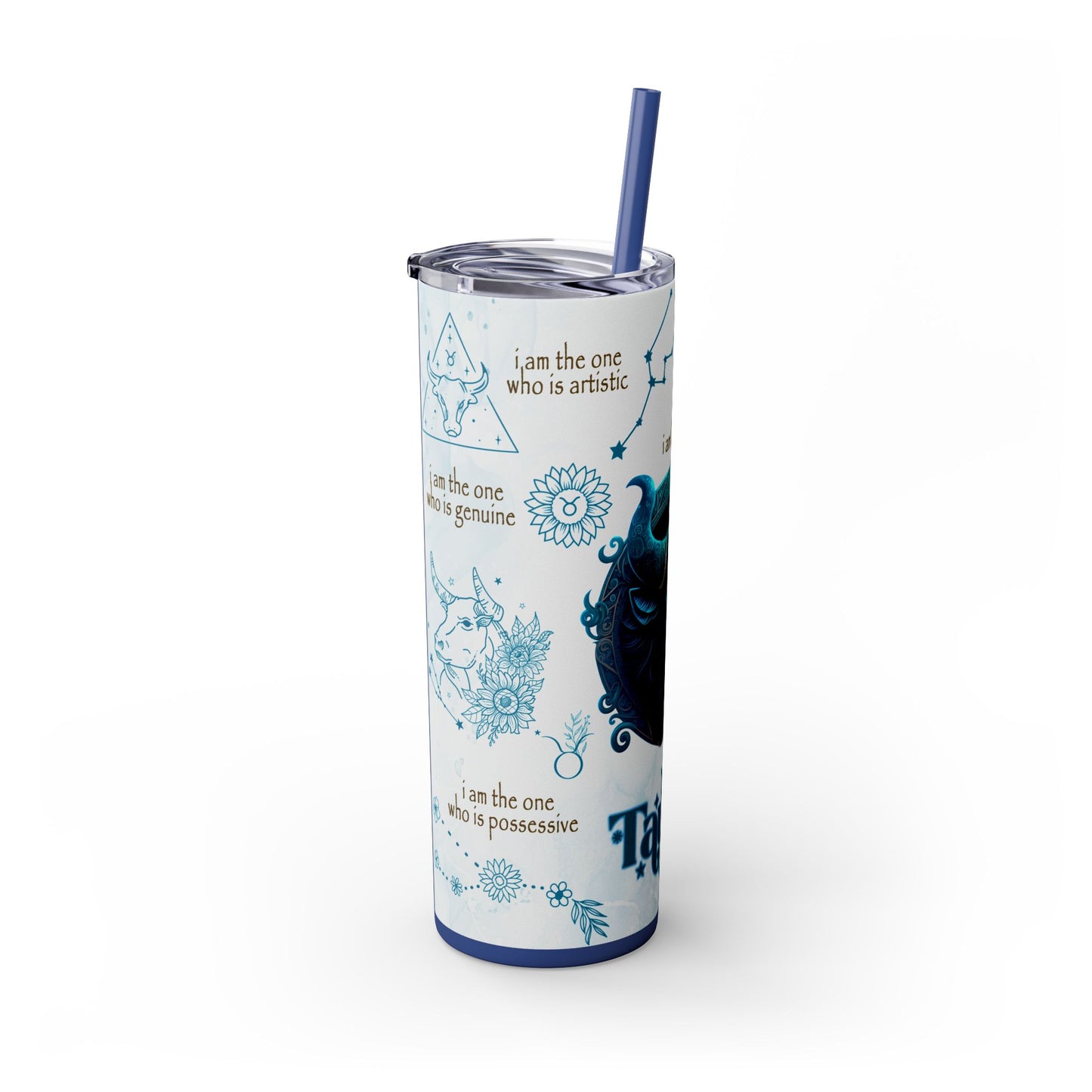 Taurus Skinny Tumbler with Straw, 20oz