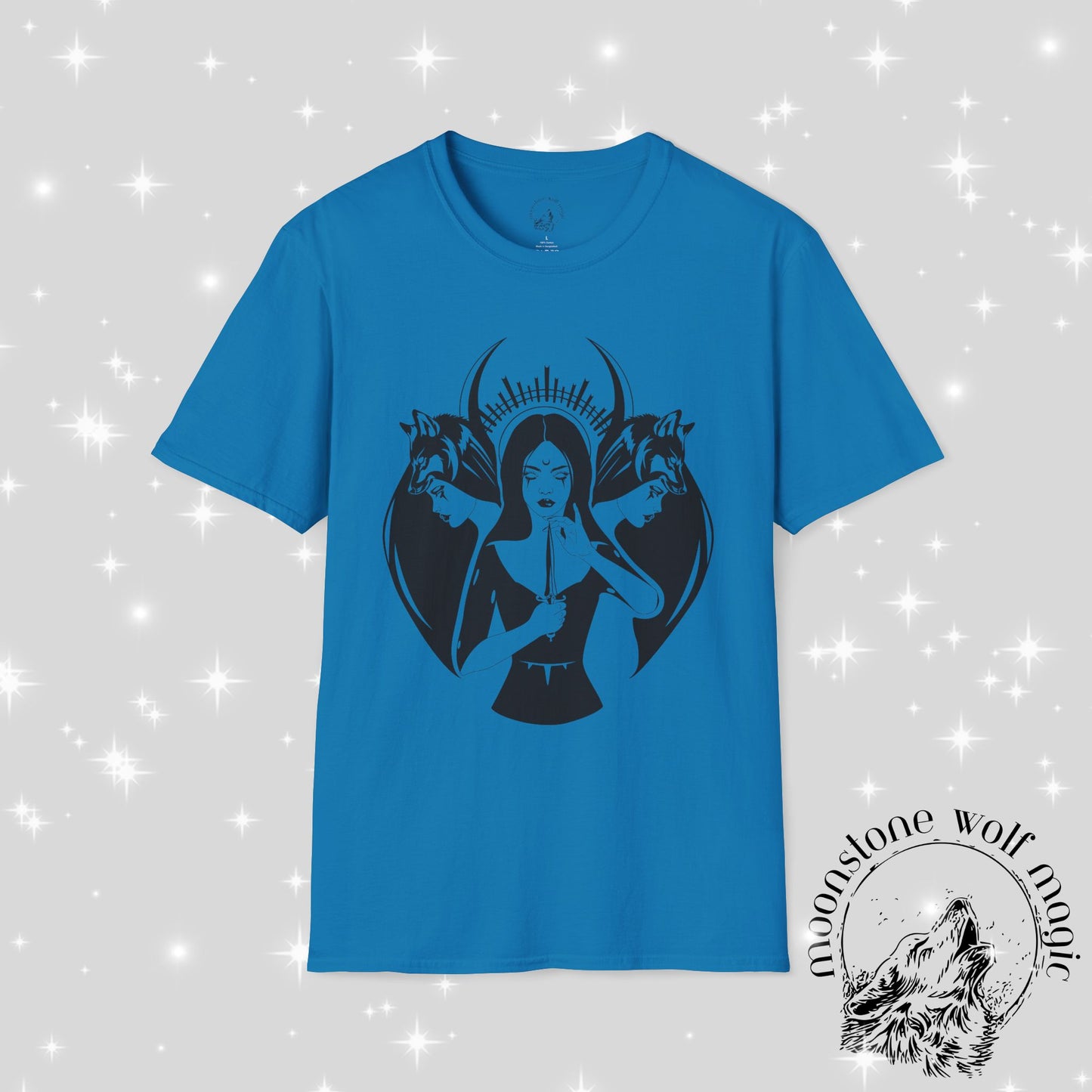 Hecate Mystical Women Illustration Unisex Softstyle T-Shirt - Moonstone Wolf Magic