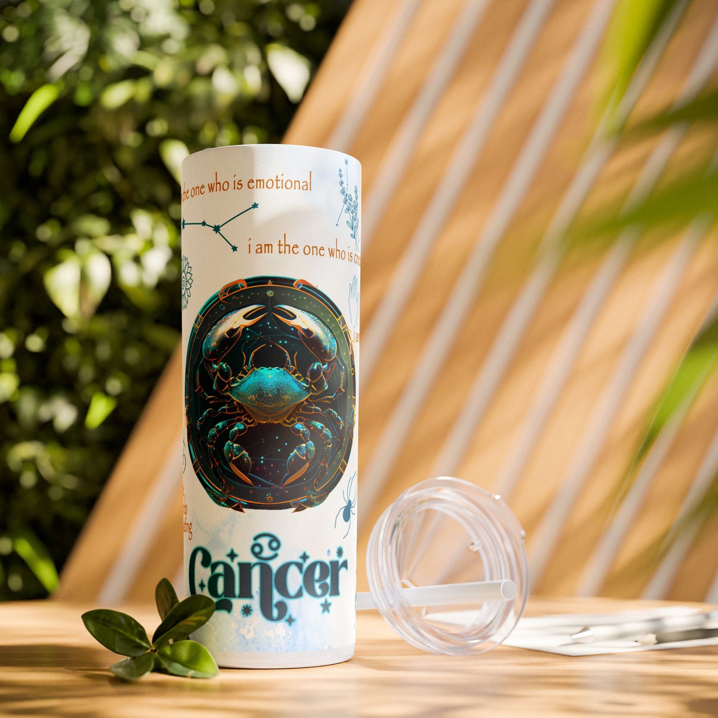 Cancer Skinny Tumbler with Straw, 20oz