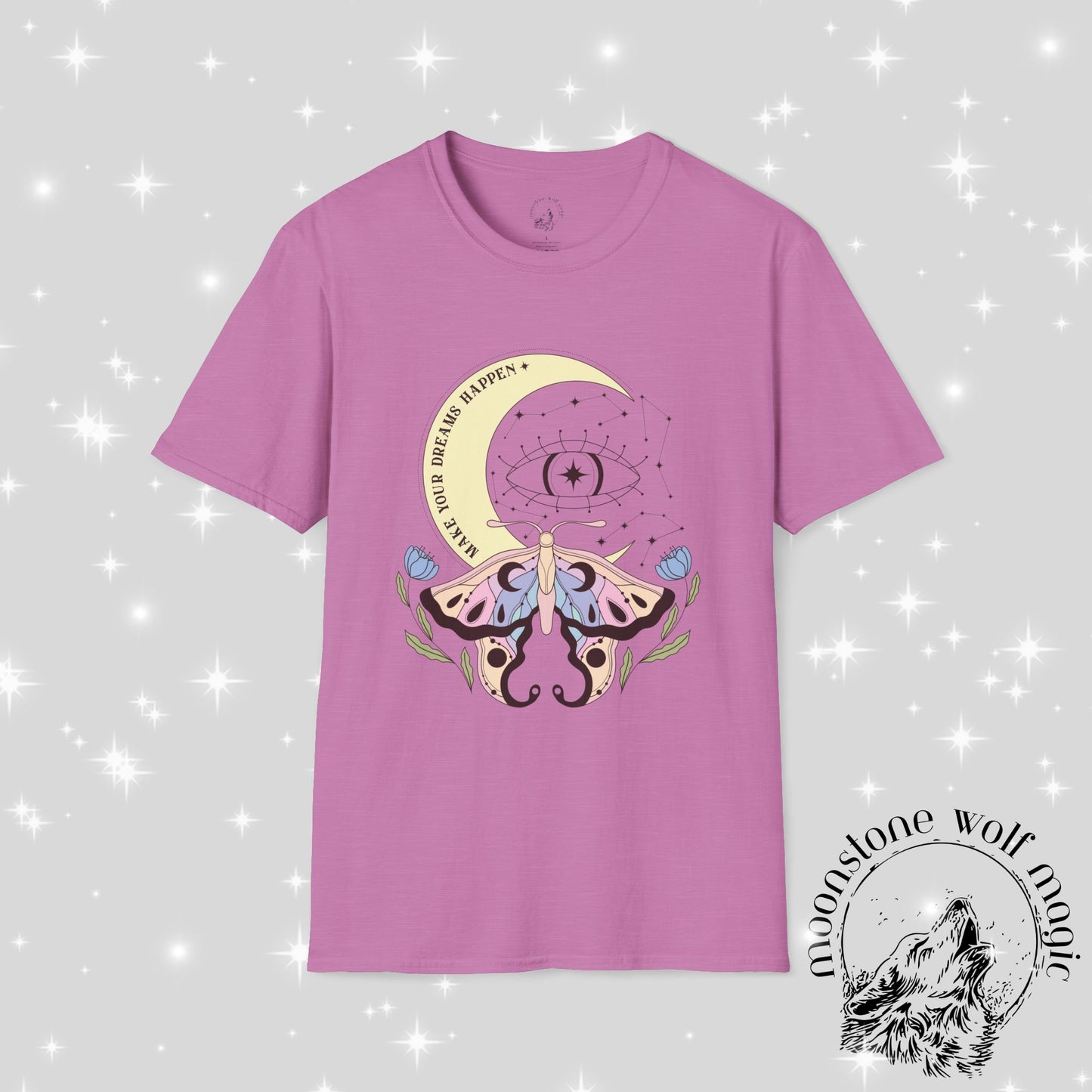 Dream Big Unisex Softstyle T-Shirt - Celestial Moth Design
