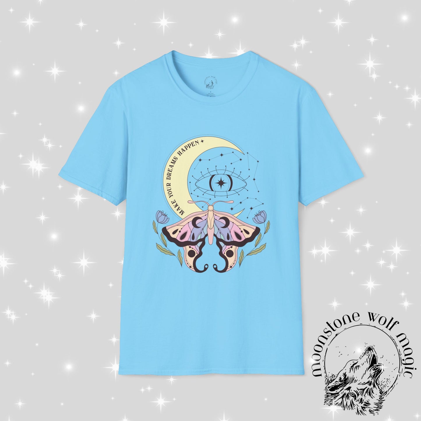 Dream Big Unisex Softstyle T-Shirt - Celestial Moth Design