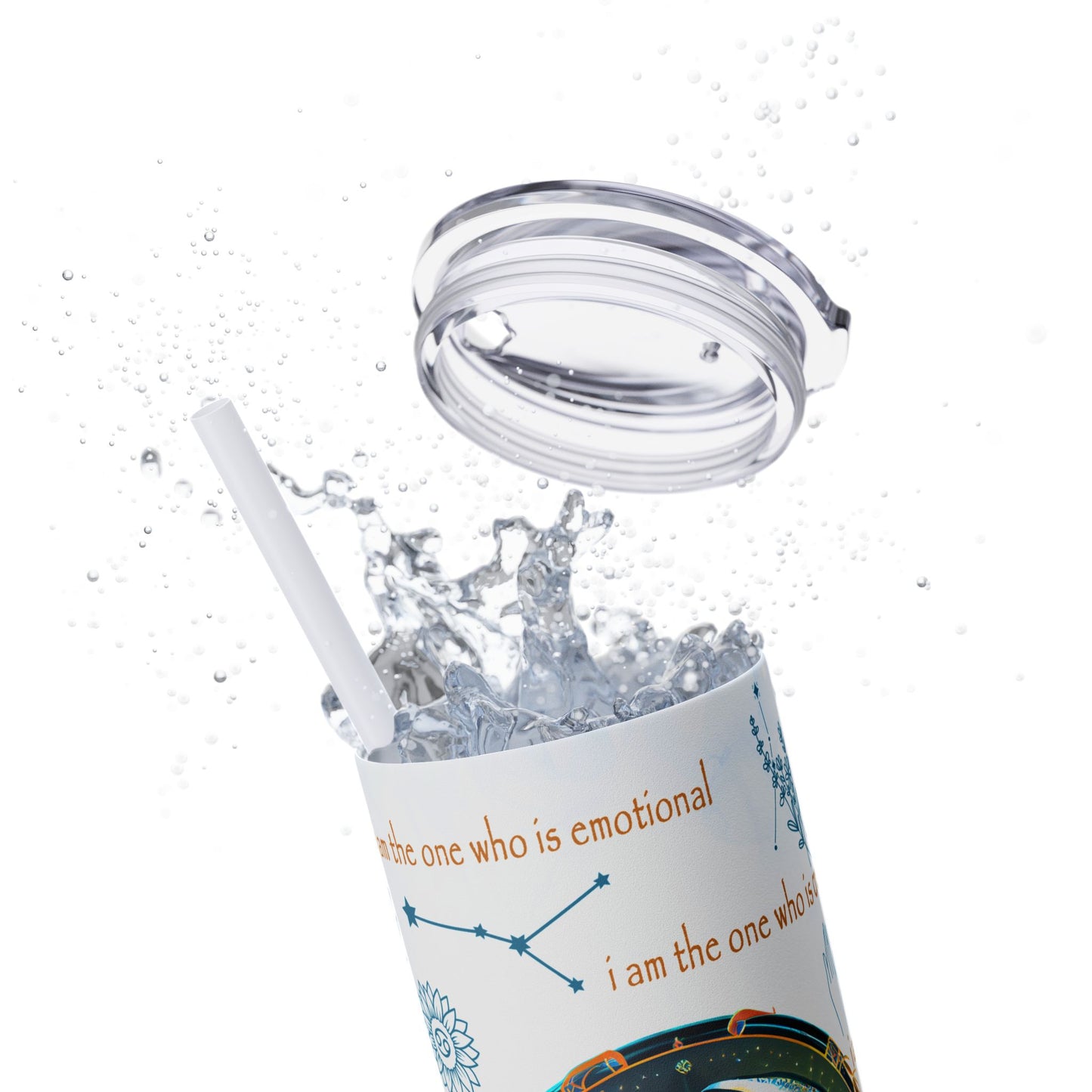 Cancer Skinny Tumbler with Straw, 20oz