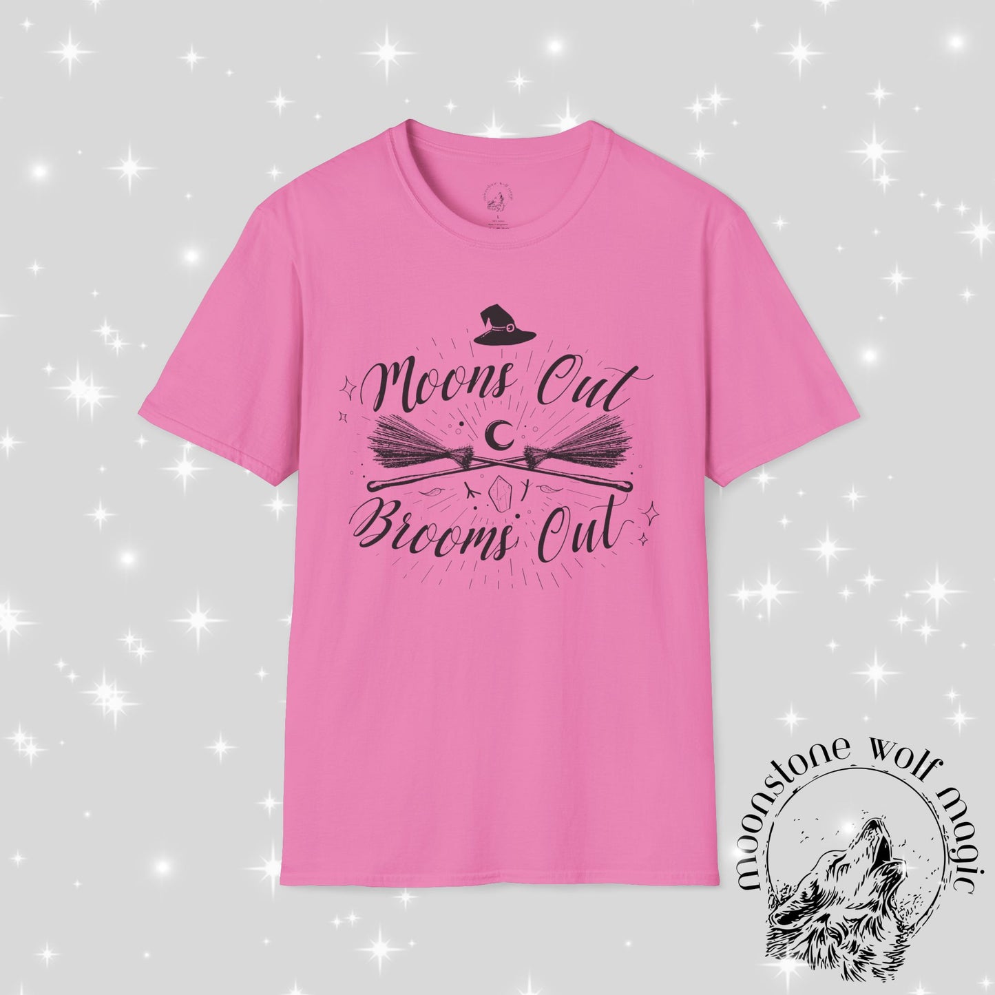 Moons Cut Brooms Cut Unisex Softstyle T-Shirt - Perfect for Witches and Halloween