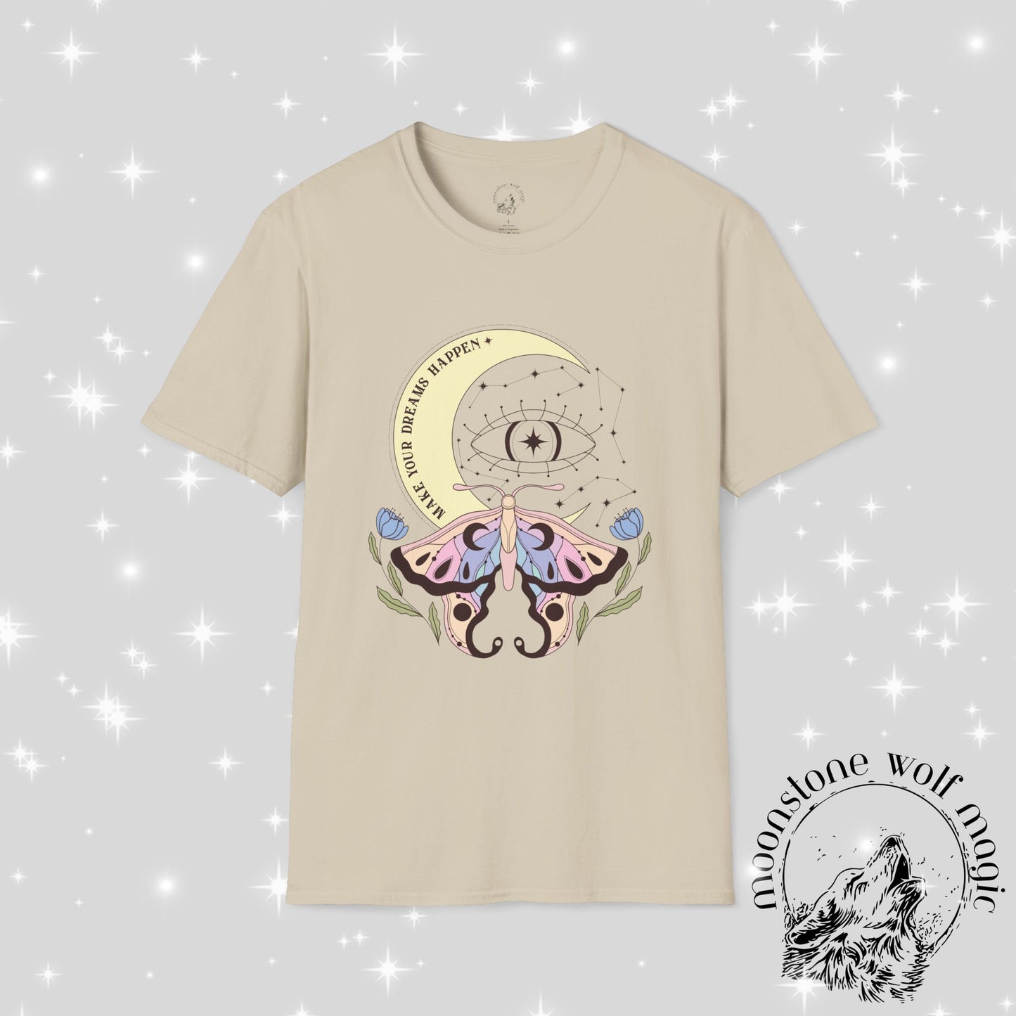Dream Big Unisex Softstyle T-Shirt - Celestial Moth Design