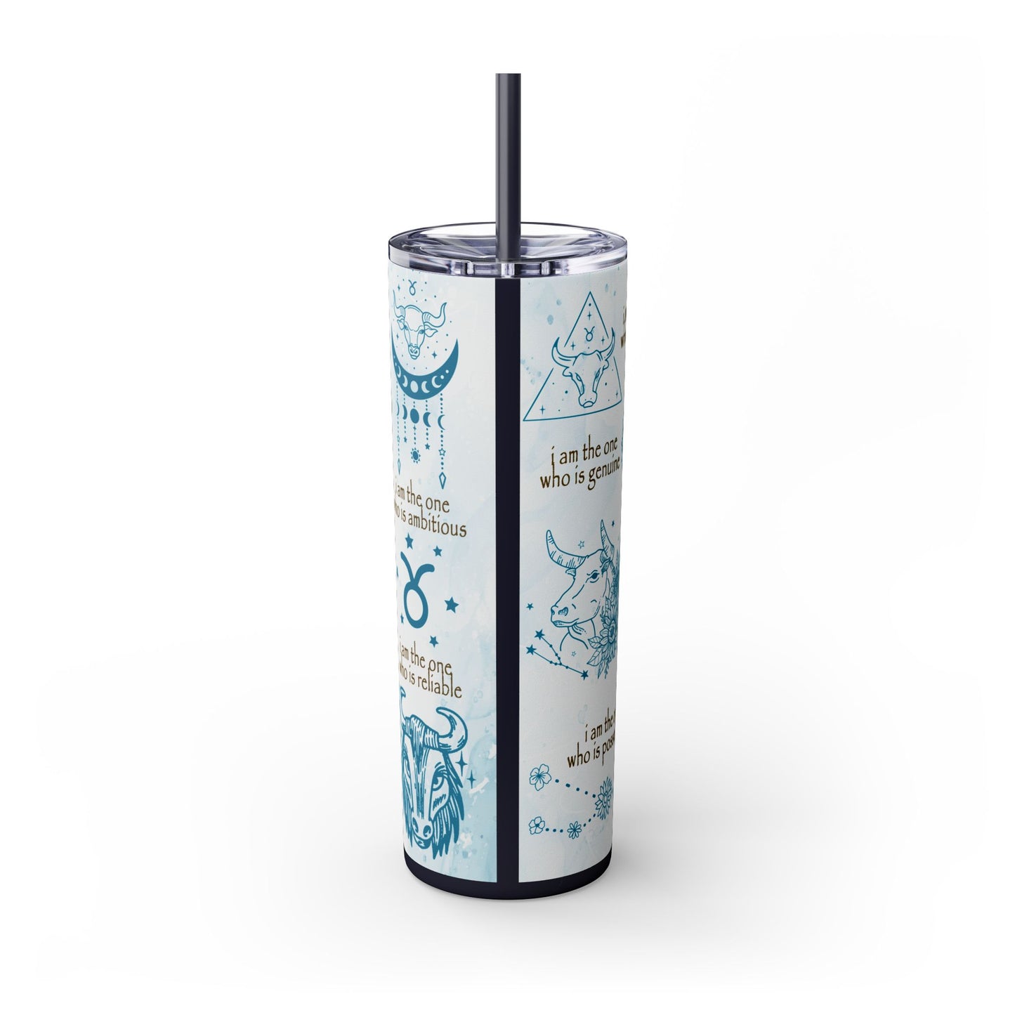 Taurus Skinny Tumbler with Straw, 20oz