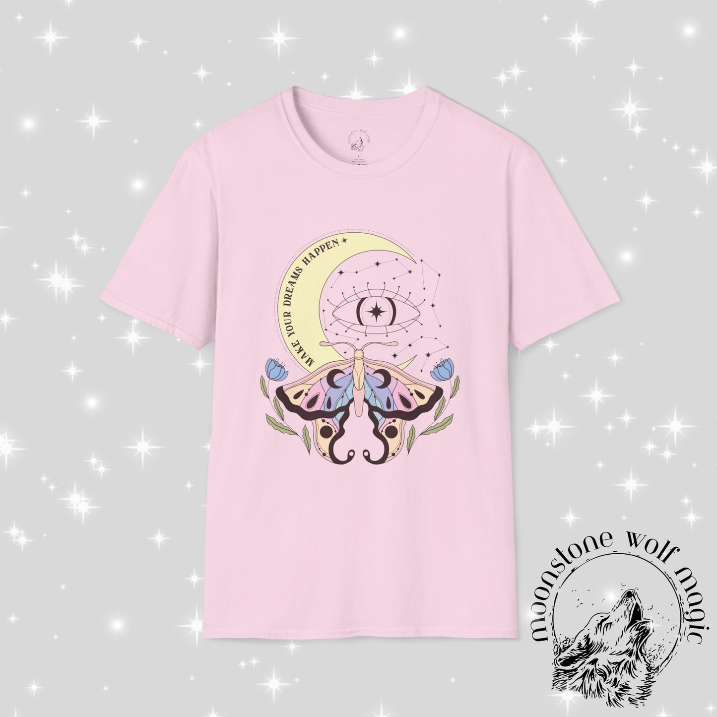 Dream Big Unisex Softstyle T-Shirt - Celestial Moth Design