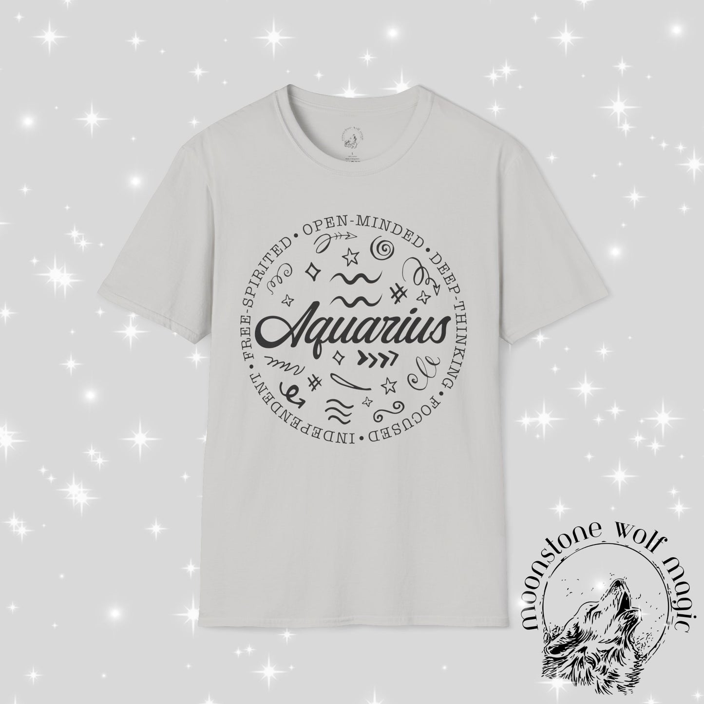 Aquarius Zodiac Unisex Softstyle T-Shirt - Open-Minded and Free-Spirited Design