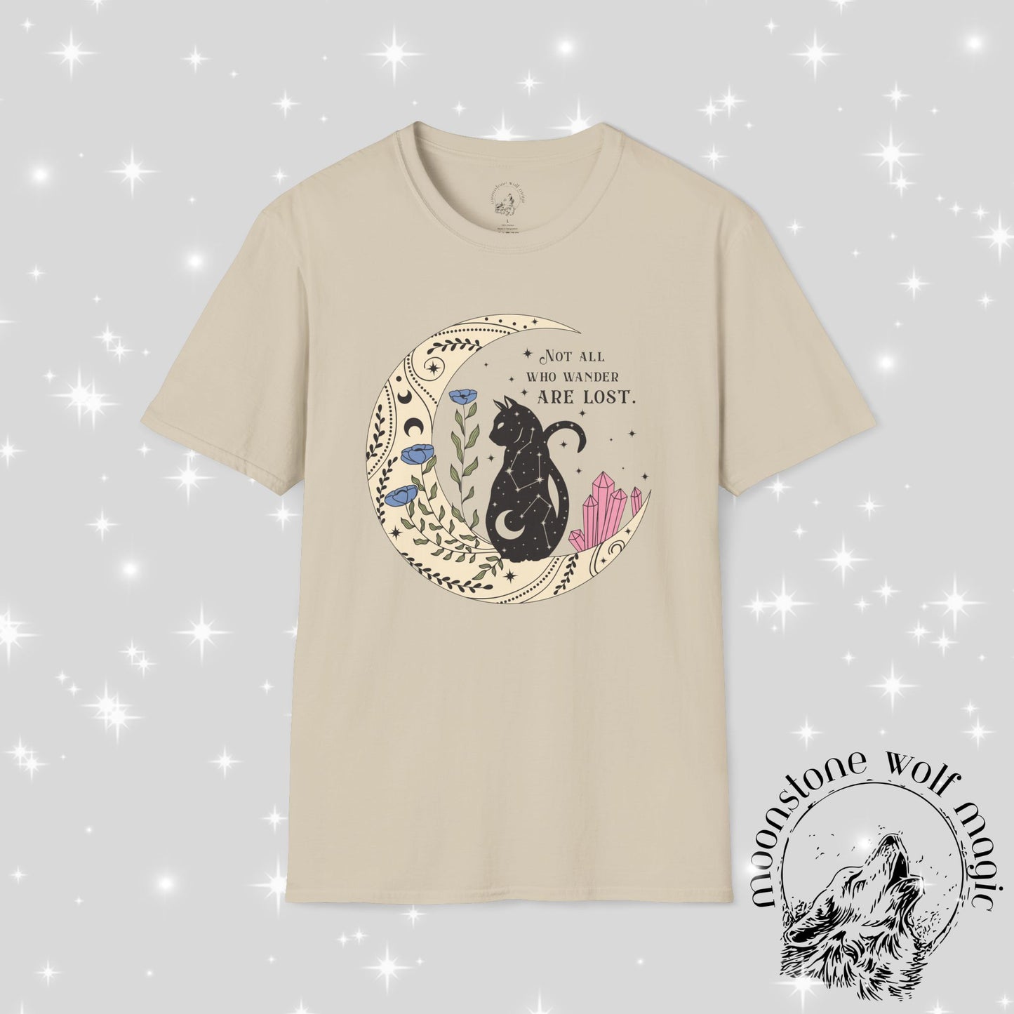Wanderlust Cat T-Shirt - Softstyle Unisex Tee with Floral Design