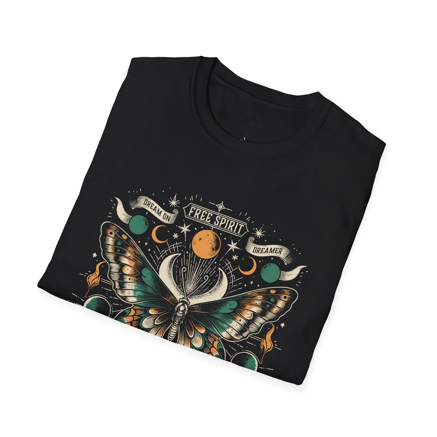 Mystical Butterfly Moon T-Shirt, Magical Tee, Gift for Nature Lovers, Astrology Shirt, Unisex Softstyle Top