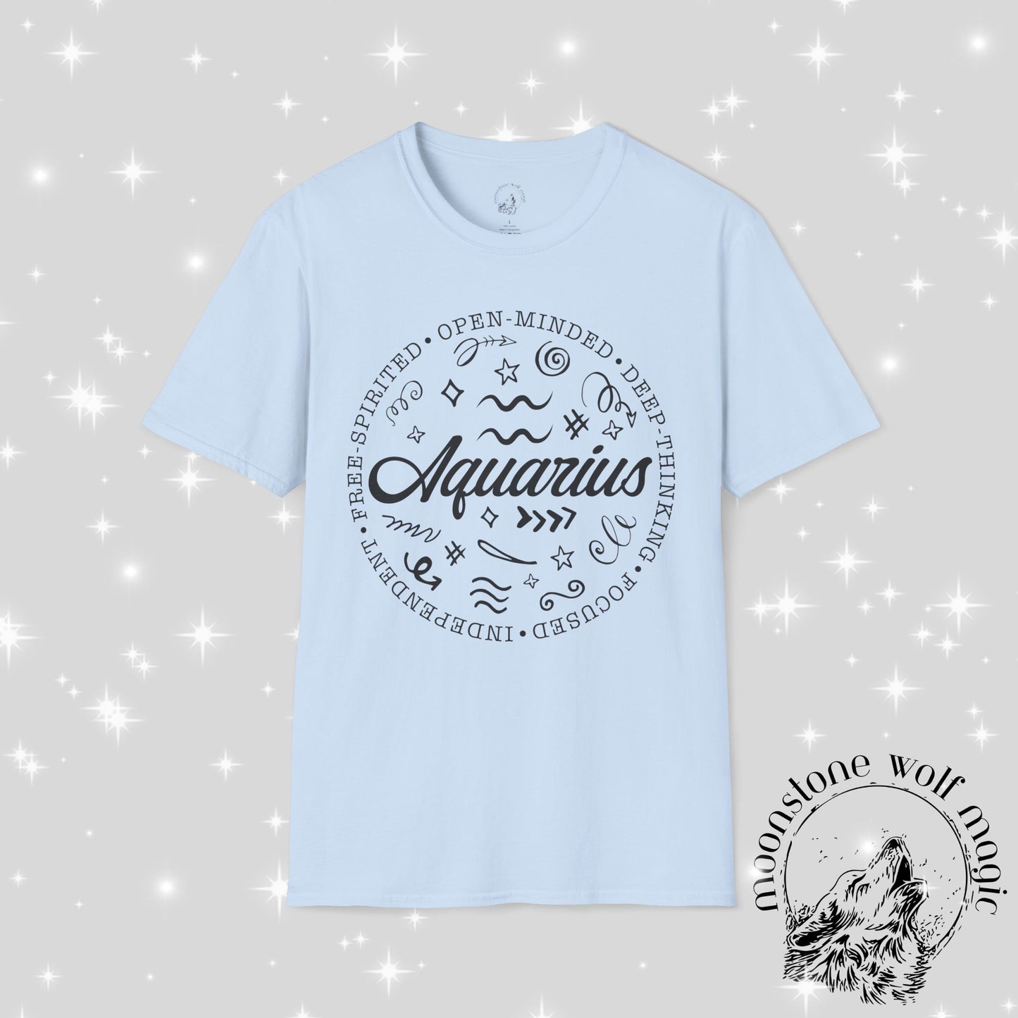 Aquarius Zodiac Unisex Softstyle T-Shirt - Open-Minded and Free-Spirited Design