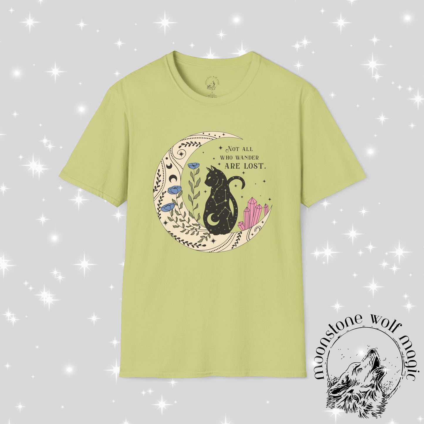 Wanderlust Cat T-Shirt - Softstyle Unisex Tee with Floral Design