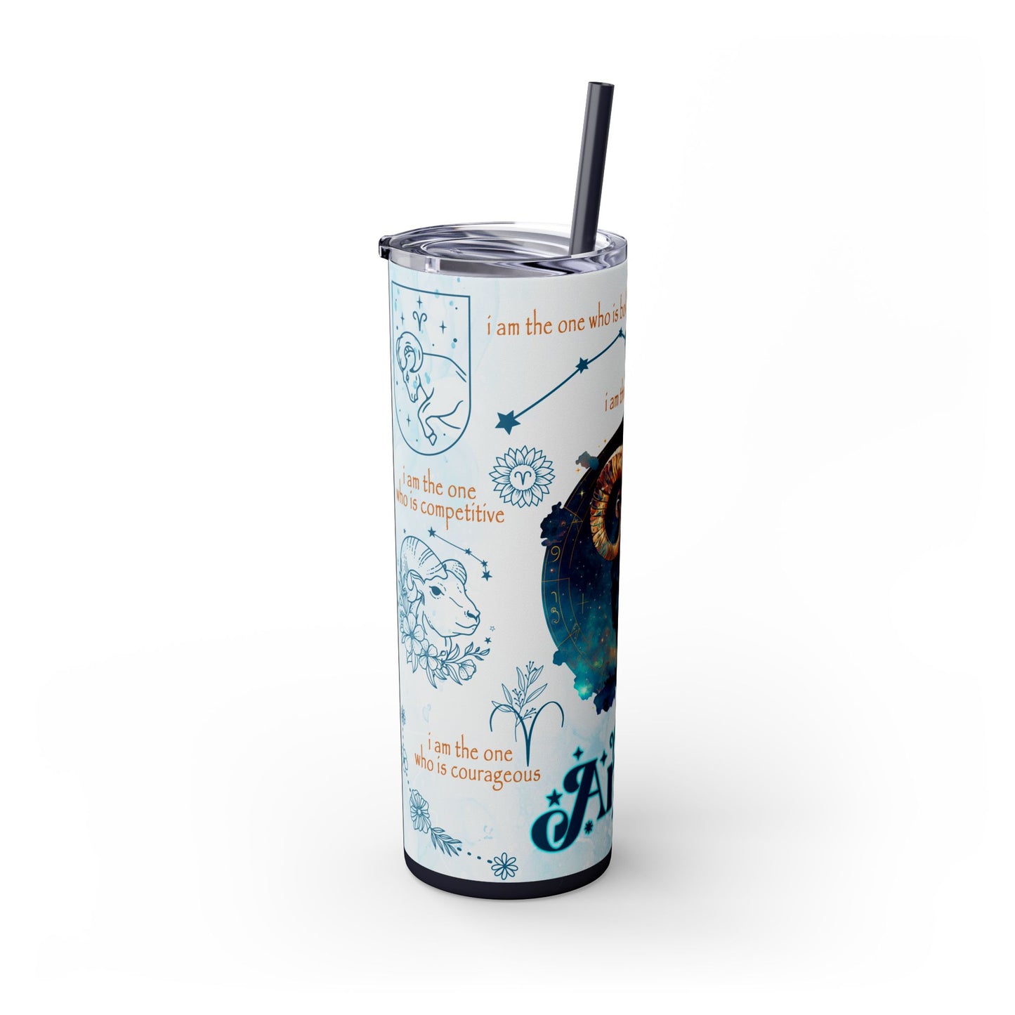 Aries Skinny Tumbler with Straw, 20oz