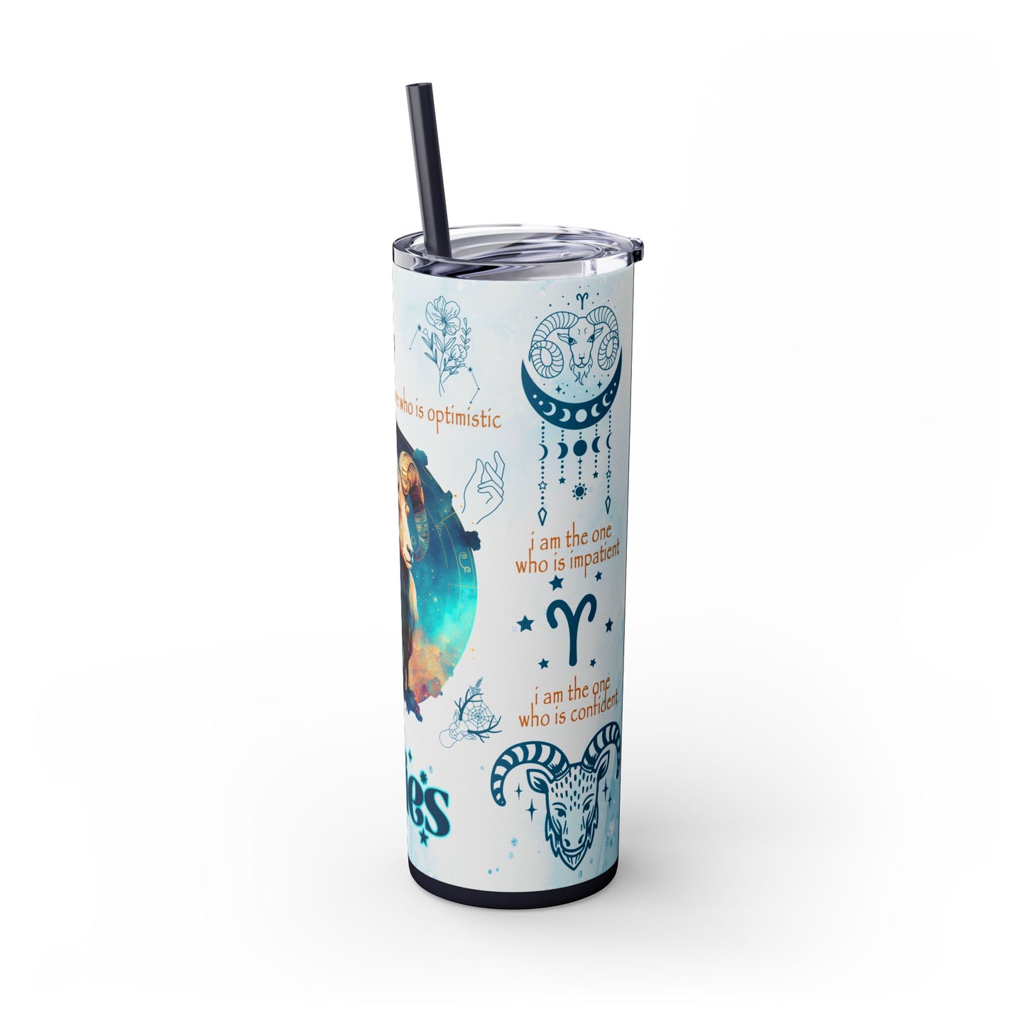 Aries Skinny Tumbler with Straw, 20oz