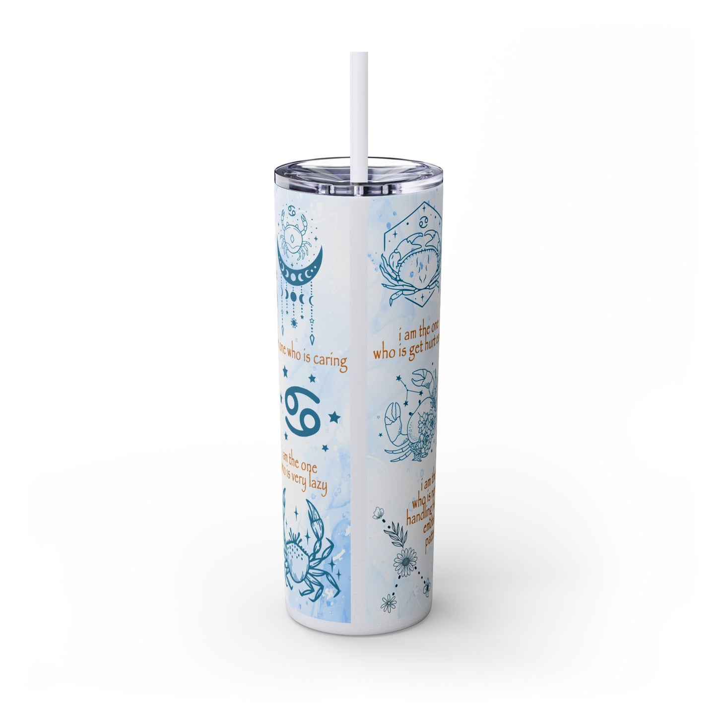 Cancer Skinny Tumbler with Straw, 20oz