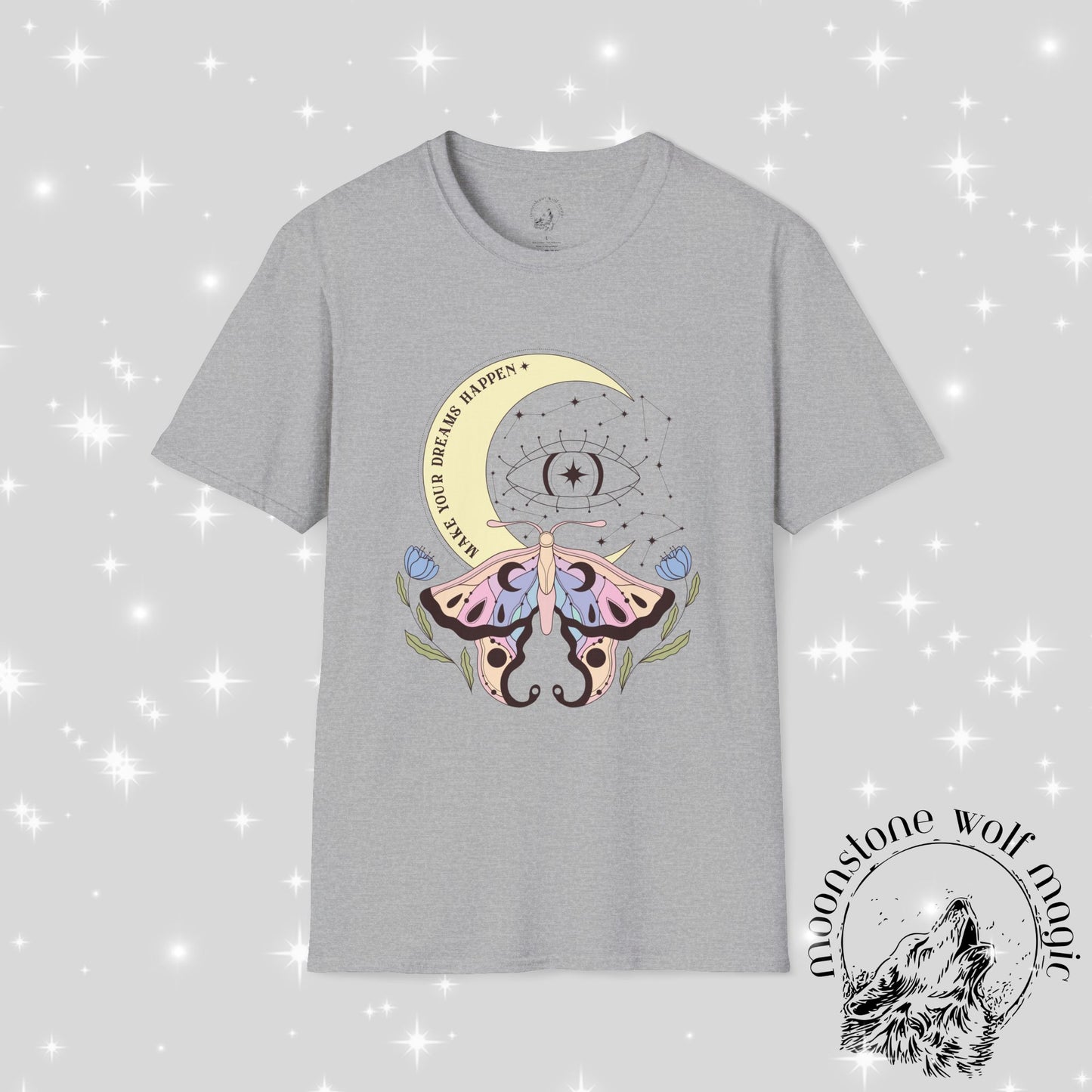Dream Big Unisex Softstyle T-Shirt - Celestial Moth Design