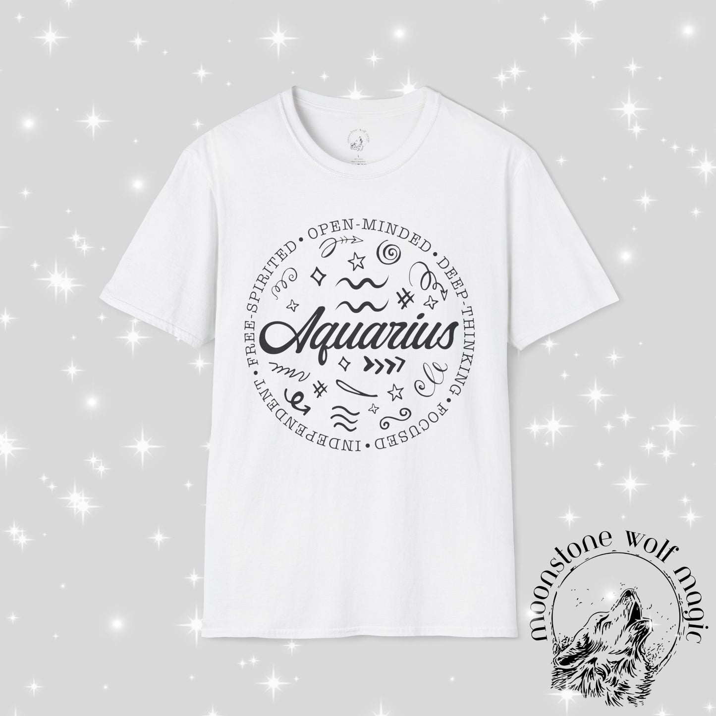 Aquarius Zodiac Unisex Softstyle T-Shirt - Open-Minded and Free-Spirited Design