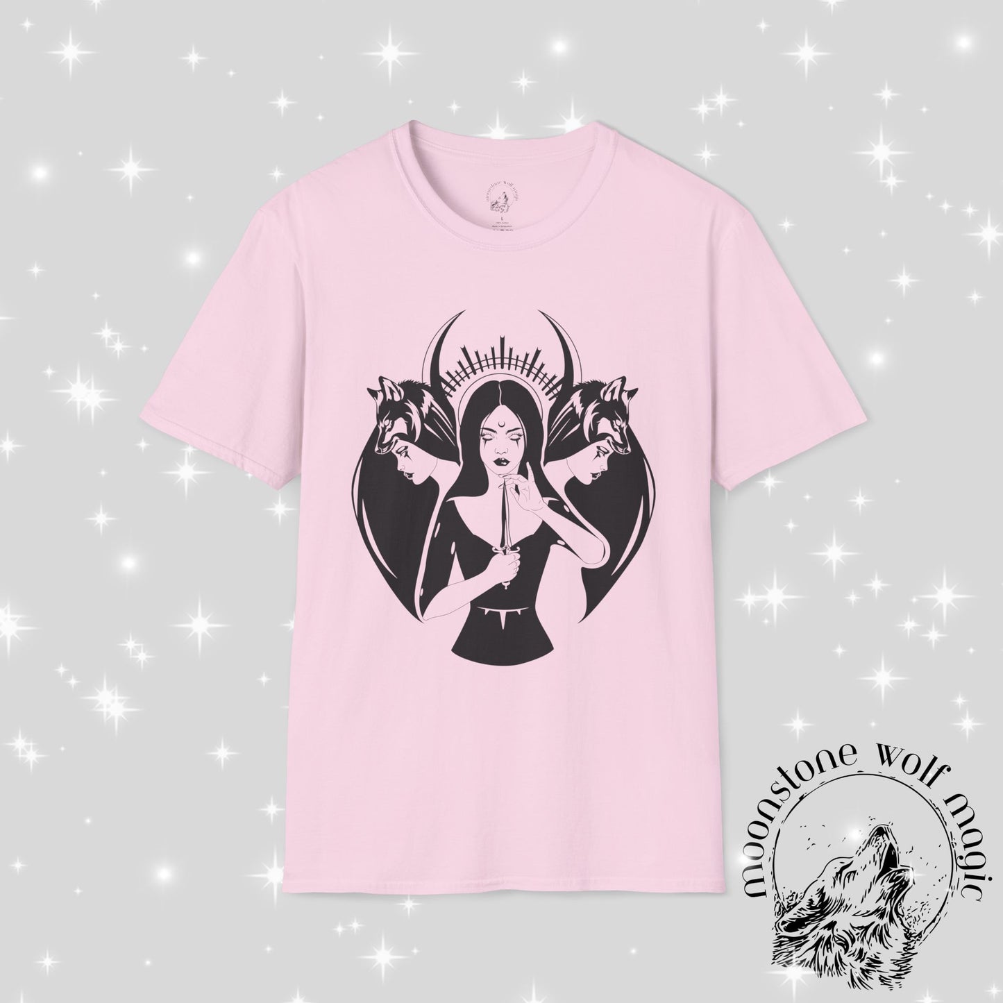 Hecate Mystical Women Illustration Unisex Softstyle T-Shirt - Moonstone Wolf Magic