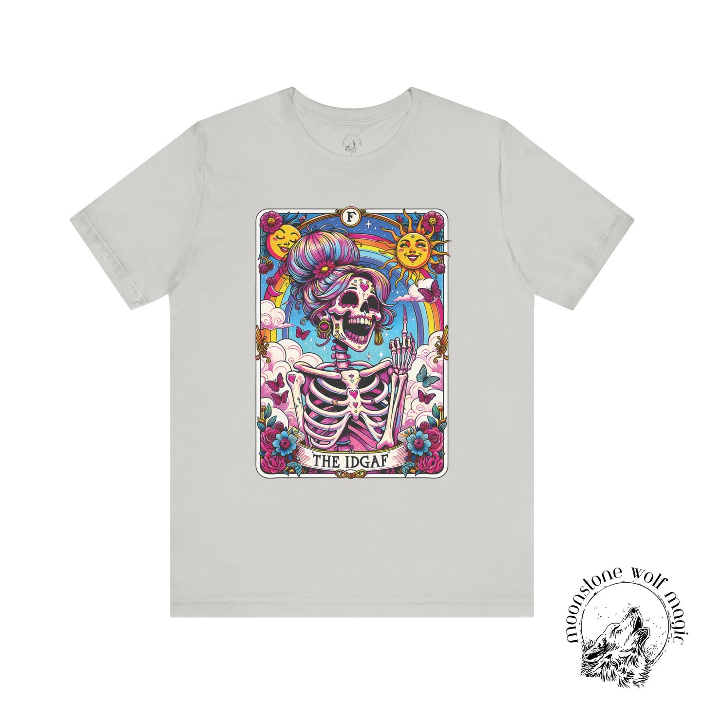 IDGAF Skeleton Tarot Artwork T-Shirt - Unisex Jersey Tee