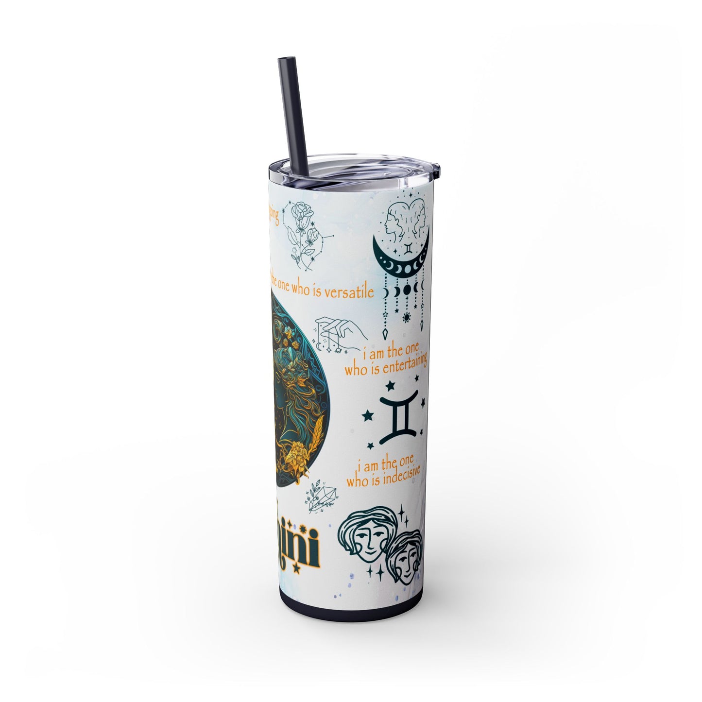 Gemini Skinny Tumbler with Straw, 20oz