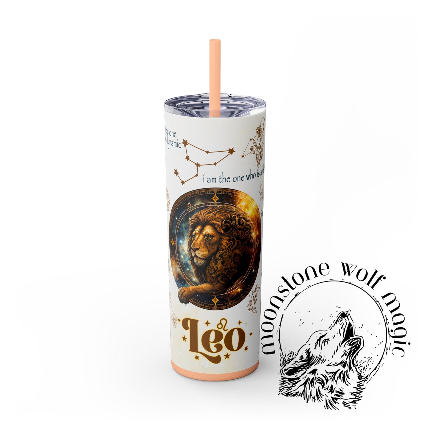 Leo Skinny Tumbler with Straw, 20oz