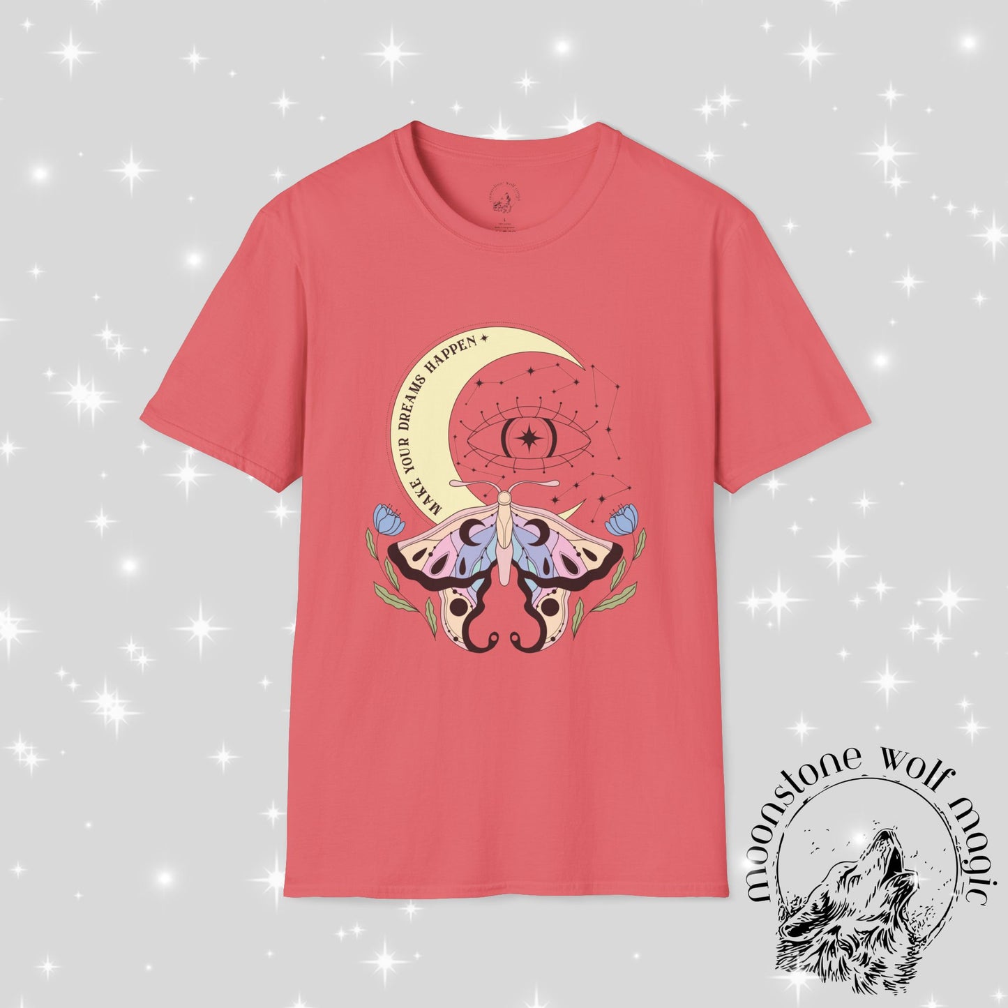 Dream Big Unisex Softstyle T-Shirt - Celestial Moth Design