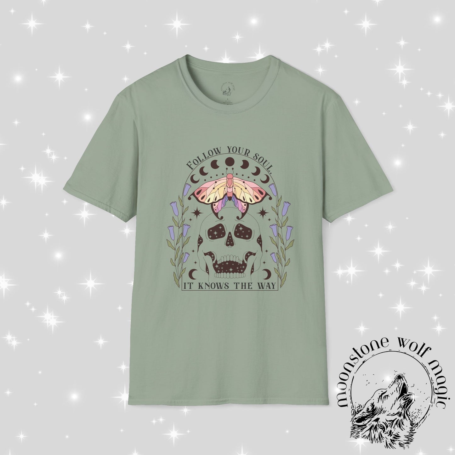 Follow Your Soul Unisex Softstyle T-Shirt - Spiritual Skull Design