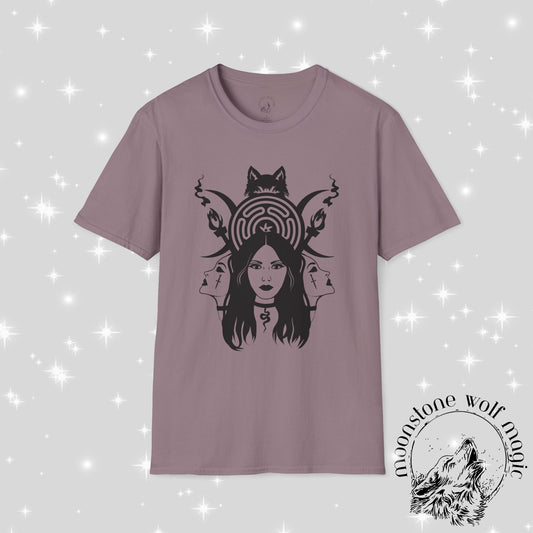 Hecate Unisex Softstyle T-Shirt - Mystical Nature Design
