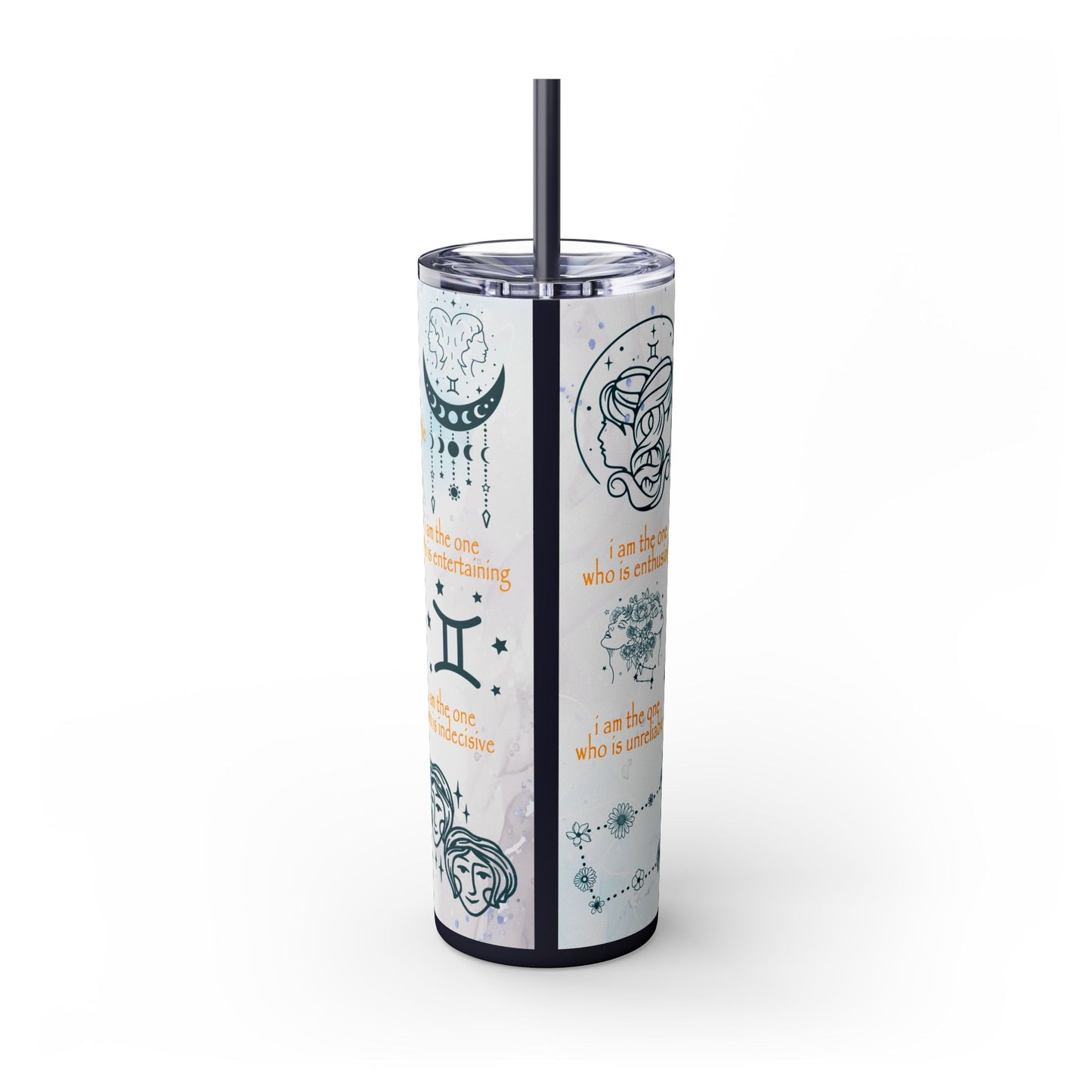 Gemini Skinny Tumbler with Straw, 20oz