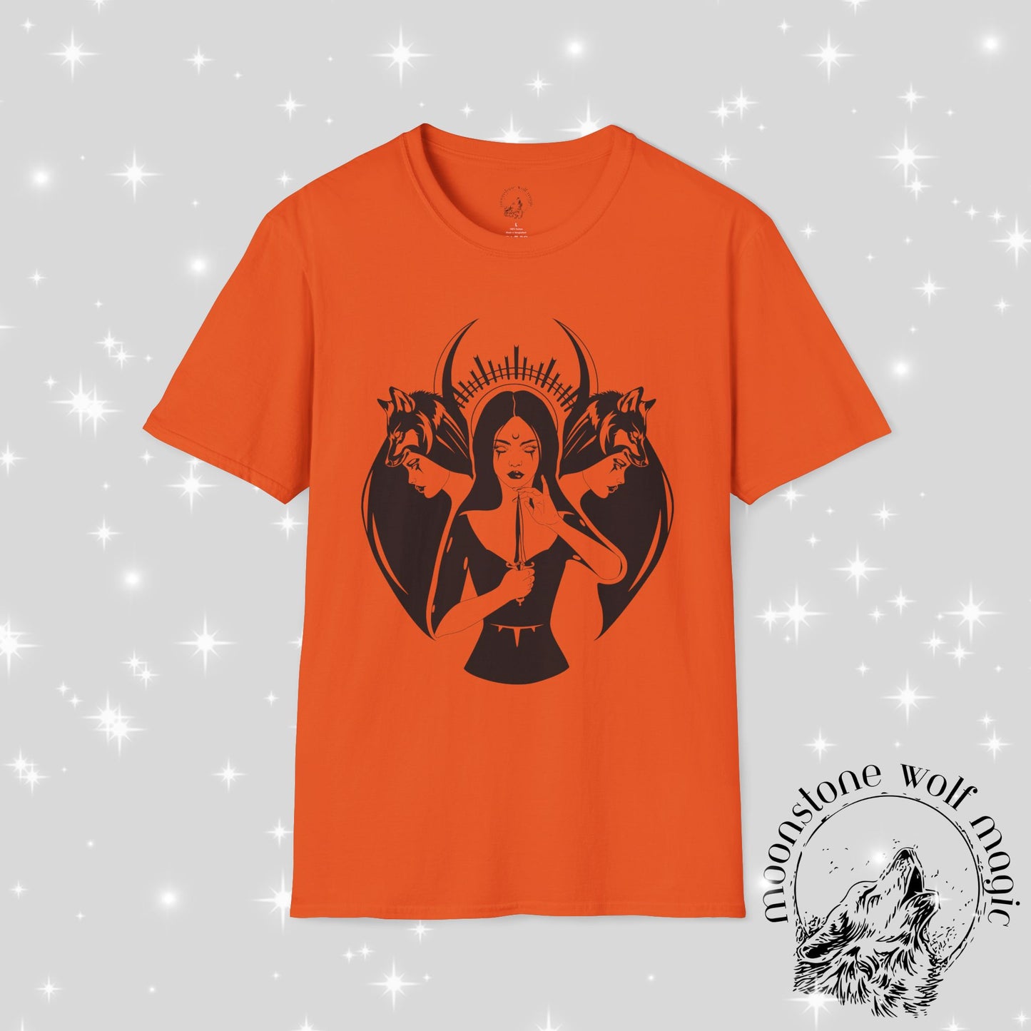 Hecate Mystical Women Illustration Unisex Softstyle T-Shirt - Moonstone Wolf Magic