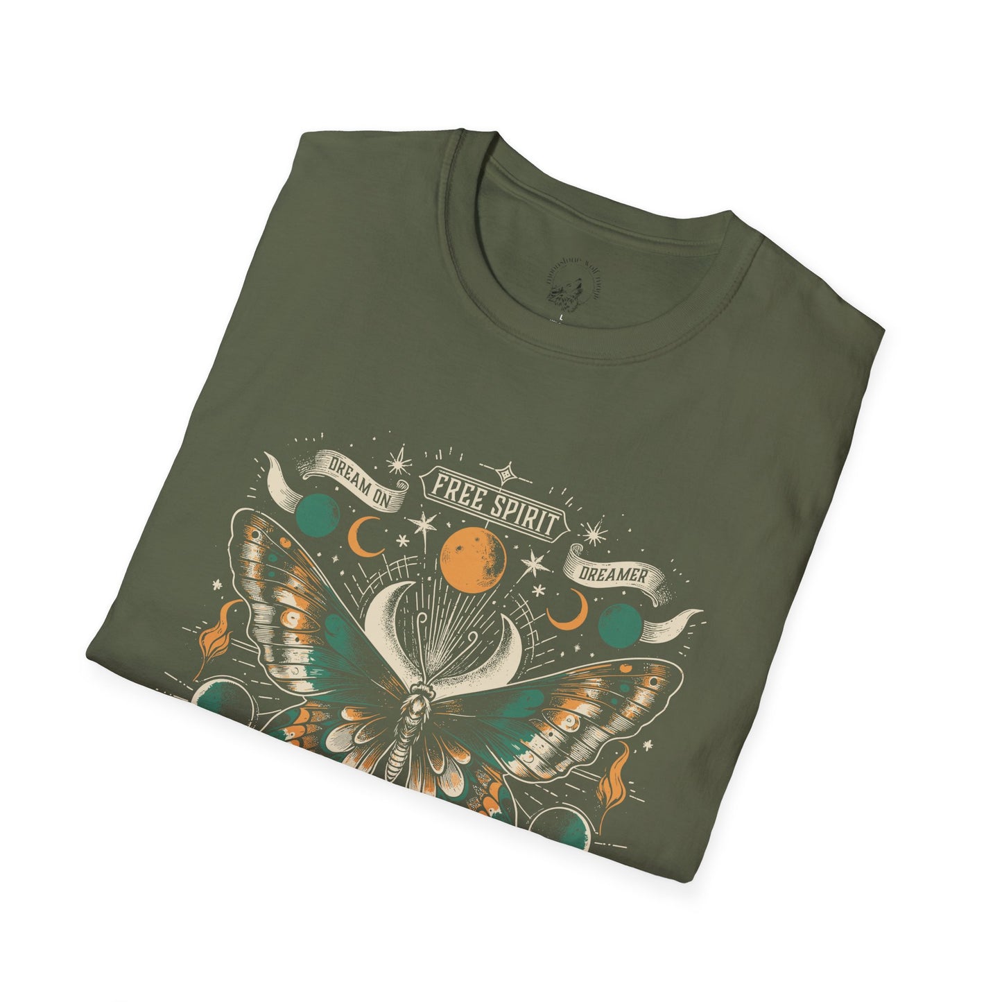 Mystical Butterfly Moon T-Shirt, Magical Tee, Gift for Nature Lovers, Astrology Shirt, Unisex Softstyle Top